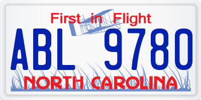 NC license plate ABL9780