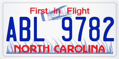 NC license plate ABL9782
