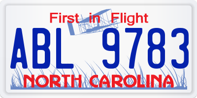 NC license plate ABL9783