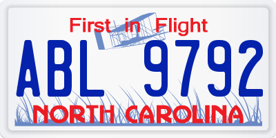 NC license plate ABL9792