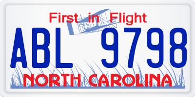 NC license plate ABL9798
