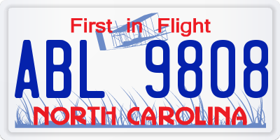 NC license plate ABL9808