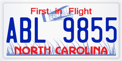 NC license plate ABL9855