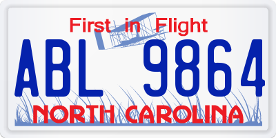 NC license plate ABL9864