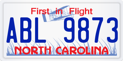 NC license plate ABL9873