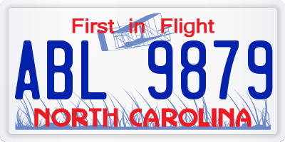NC license plate ABL9879