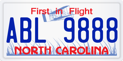 NC license plate ABL9888