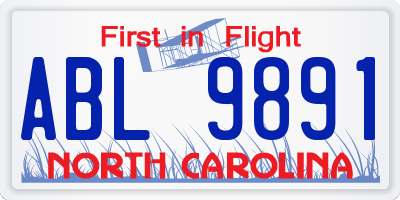NC license plate ABL9891