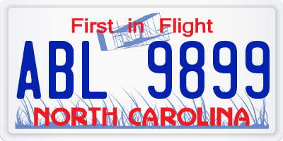 NC license plate ABL9899