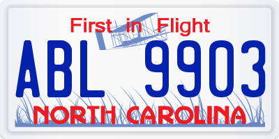 NC license plate ABL9903
