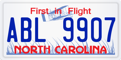 NC license plate ABL9907