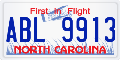 NC license plate ABL9913