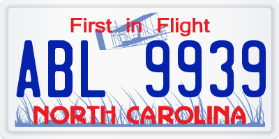 NC license plate ABL9939