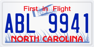 NC license plate ABL9941