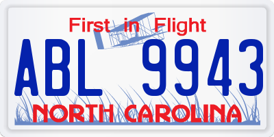 NC license plate ABL9943