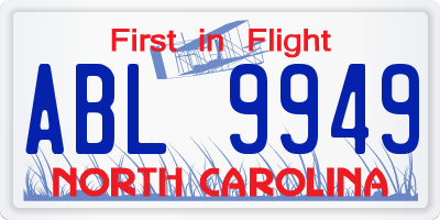 NC license plate ABL9949