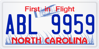 NC license plate ABL9959