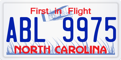 NC license plate ABL9975