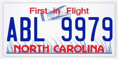 NC license plate ABL9979