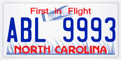 NC license plate ABL9993