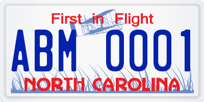 NC license plate ABM0001