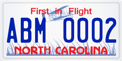 NC license plate ABM0002