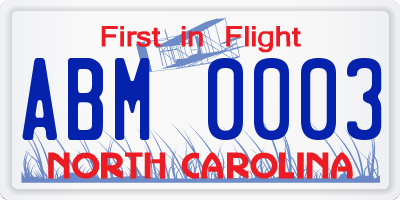NC license plate ABM0003
