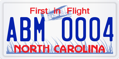 NC license plate ABM0004