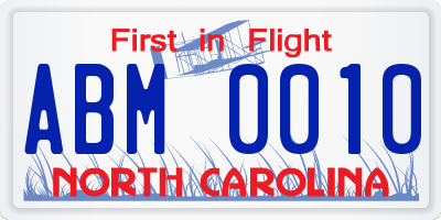 NC license plate ABM0010