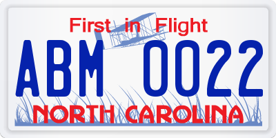 NC license plate ABM0022