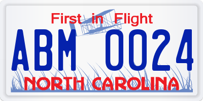 NC license plate ABM0024