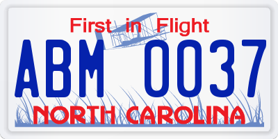 NC license plate ABM0037