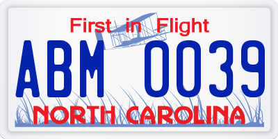 NC license plate ABM0039
