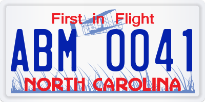 NC license plate ABM0041