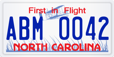 NC license plate ABM0042