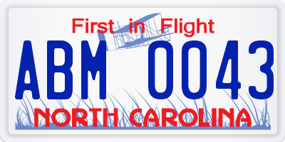NC license plate ABM0043