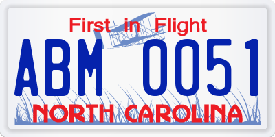 NC license plate ABM0051