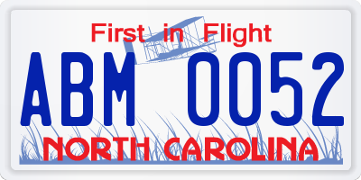 NC license plate ABM0052