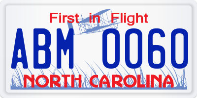 NC license plate ABM0060
