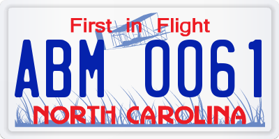 NC license plate ABM0061