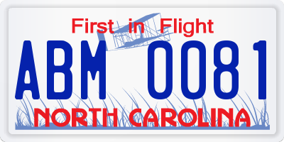 NC license plate ABM0081