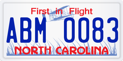 NC license plate ABM0083