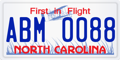 NC license plate ABM0088