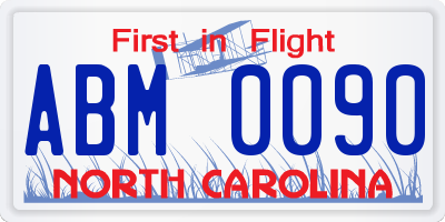 NC license plate ABM0090