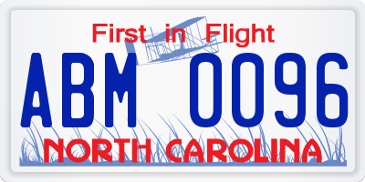 NC license plate ABM0096