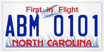 NC license plate ABM0101