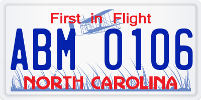 NC license plate ABM0106