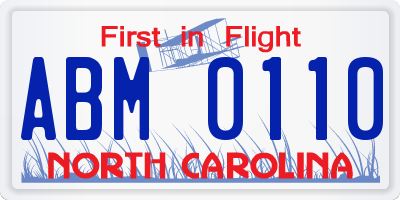 NC license plate ABM0110