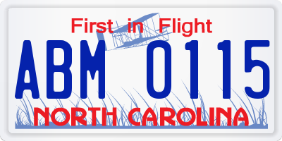 NC license plate ABM0115