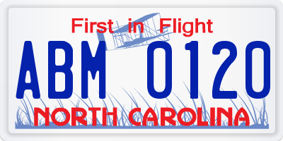 NC license plate ABM0120
